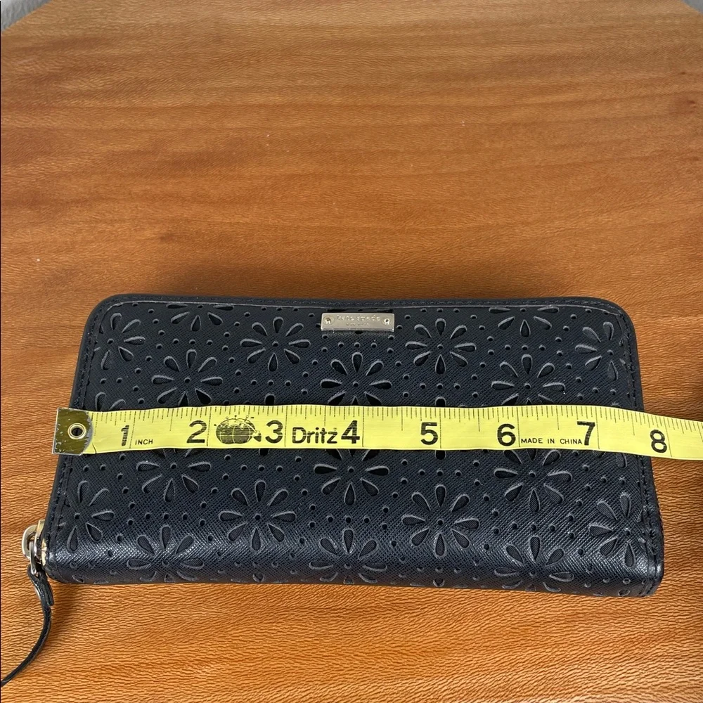 KATE SPADE New York Cedar Street Perforated Lacey Wallet Black Leather